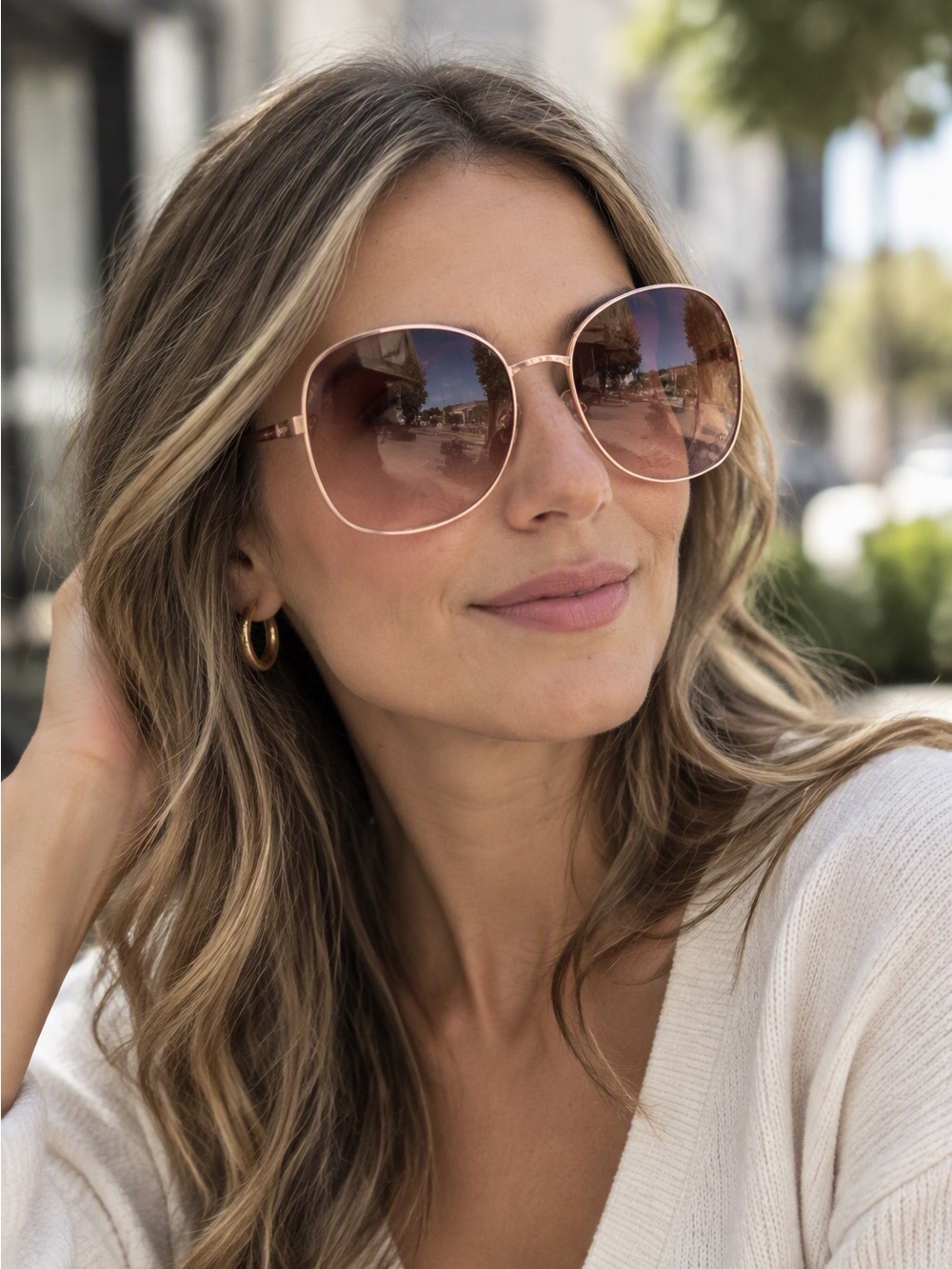 Jessica Simpson Oversized Rose Gold frame Sunglasses